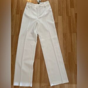 Zara White Wide-Leg Trousers pants xs NWT